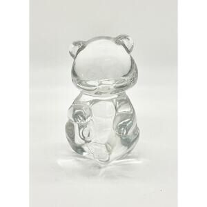 Fenton Clear Crystal Glass Bear Vtg Figurine 3.5" Light Filtering Small Chip SEE